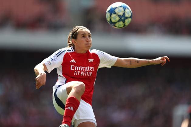 UEFA CL Frauen Arsenal gegen Lyon 19. April 2025 London UEFA Women™s Champions League Halbfinale 1. Spiel Arsenal gegen Olympique Lyonnais Mariona Caldentey von Arsenal Foto von Mark Leech London UK  Copyright: xMarkxLeechxOffside