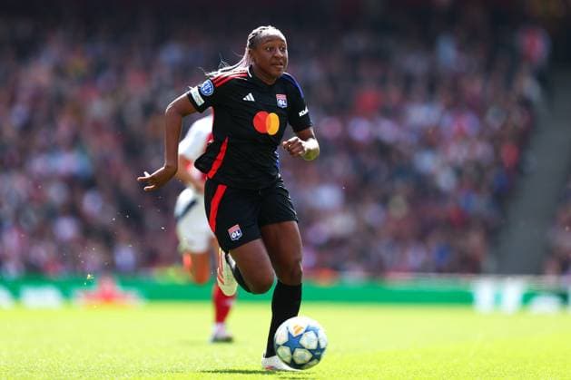 UEFA CL Frauen Arsenal gegen Lyon 19. April 2025 London UEFA Women™s Champions League Halbfinale 1. Spiel Arsenal gegen Olympique Lyonnais Kadidiatou Diani von Lyon Foto von Mark Leech London UK  Copyright: xMarkxLeechxOffside