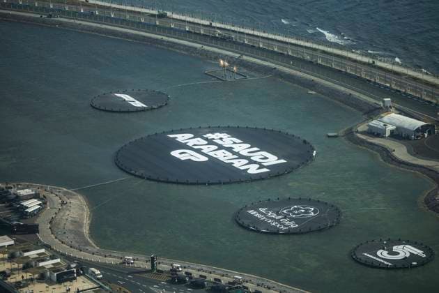 F1 - SAUDI ARABIAN GRAND PRIX 2025 Aerial view of Jeddah Corniche Circuit during the Formula 1 STC Saudi Arabian Grand Prix 2025, 5th round of the 2025 FIA Formula One World Championship, WM, Weltmeisterschaft from April 18 to 20, 2025 on the Jeddah Corniche Circuit, in Jeddah, Saudi Arabia - JeddahSaudi Arabia  Copyright: xXavixBonillax
