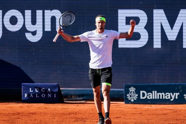 BMW Open Munich ATP 500 19 04 2025 Alexander Zverev Germany celebrates after winning the match against Fabian Marozsan Hungary , Semifinal BMW Open by Bitpanda Munich ATP 500 Day 8, Munich, MTTC Iphitos on 19 04 2025 Copyright: xBEAUTIFULxSPORTS Wunderlx