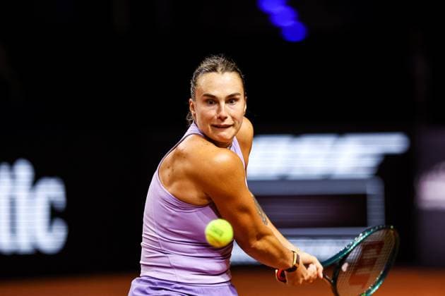 in the picture Aryna Sabalenka Aryna Sabalenka vs Elise Mertens BEL GER, Porsche Tennis Grand Prix GP Stuttgart 2025, WTA500, 19 04 2025 GER, Porsche Tennis Grand Prix GP Stuttgart 2025, WTA500, 19 04 2025 Stuttgart Copyright: xEibner-Pressefoto RogerxBuerkex EP
