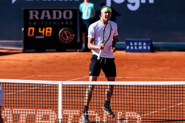 BMW Open Munich ATP 500 19 04 2025 Alexander Zverev Germany cheers in his match against Fabian Marozsan Hungary , Semifinal BMW Open by Bitpanda Munich ATP 500 Day 8, Munich, MTTC Iphitos on 19 04 2025 Copyright: xBEAUTIFULxSPORTS Wunderlx