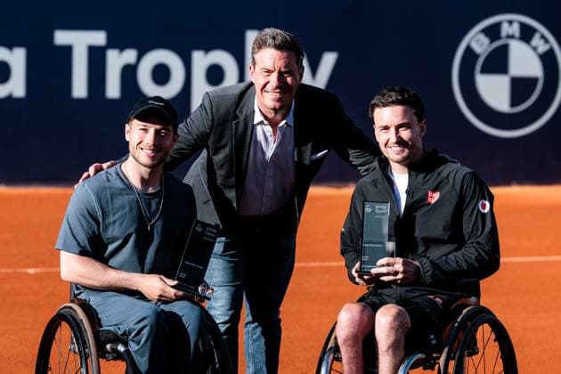 BMW Open Munich ATP 500 19 04 2025 Award ceremony of the Allianz Para Trophy The winners in doubles Alfie Hewett Great Britain and Gordon Reid Great Britain BMW Open by Bitpanda Munich ATP 500 Day 8, Munich, MTTC Iphitos on 19 04 2025 Copyright: xBEAUTIFULxSPORTS Wunderlx