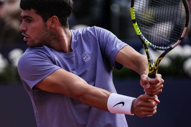 April 19, 2025, Barcelona, Barcelona, Spain: Carlos Alcaraz of Spain during the semifinals between Arthur Fils of France on Barcelona Open Banc Sabadell Trofeo Conde de Godo on April 19, 2025 in Barcelona, Spain. Barcelona Spain - ZUMAs316 20250419_znp_s316_091 Copyright: xMartixSeguraxRamonedax