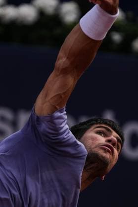 April 19, 2025, Barcelona, Barcelona, Spain: Carlos Alcaraz of Spain during the semifinals between Arthur Fils of France on Barcelona Open Banc Sabadell Trofeo Conde de Godo on April 19, 2025 in Barcelona, Spain. Barcelona Spain - ZUMAs316 20250419_znp_s316_092 Copyright: xMartixSeguraxRamonedax