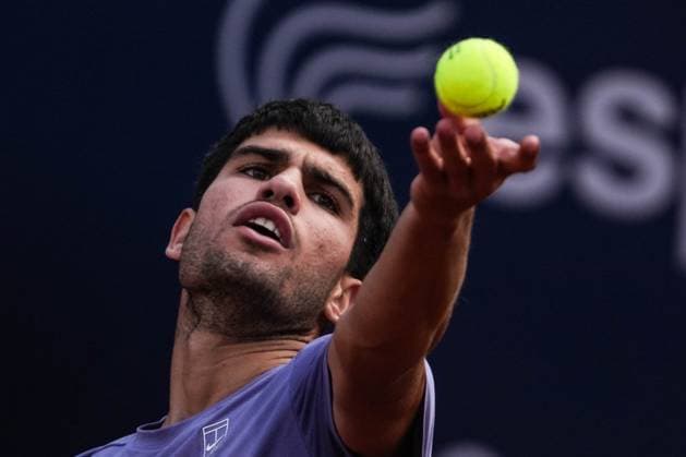 April 19, 2025, Barcelona, Barcelona, Spain: Carlos Alcaraz of Spain during the semifinals between Arthur Fils of France on Barcelona Open Banc Sabadell Trofeo Conde de Godo on April 19, 2025 in Barcelona, Spain. Barcelona Spain - ZUMAs316 20250419_znp_s316_104 Copyright: xMartixSeguraxRamonedax
