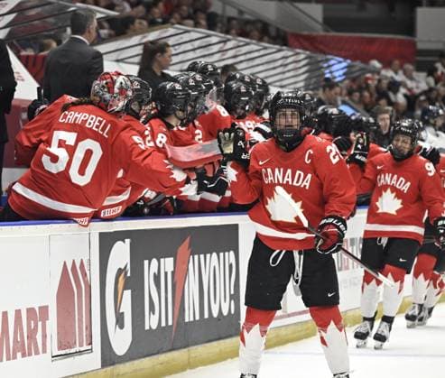 Canada s Marie-Philip Poulin (29) celebrates her 2-1 goal during the IIHF Women s Ice hockey, Eishockey World Championship, WM, Weltmeisterschaft semifinal match between Canada and Finland in Ceske Budejovice, Czechia, on April 19, 2025. Ceske Budejovice Czechia LKFTJK20250419204111PPKW  Copyright: xEmmixKorhonenx LKFTJK20250419204111PPKW