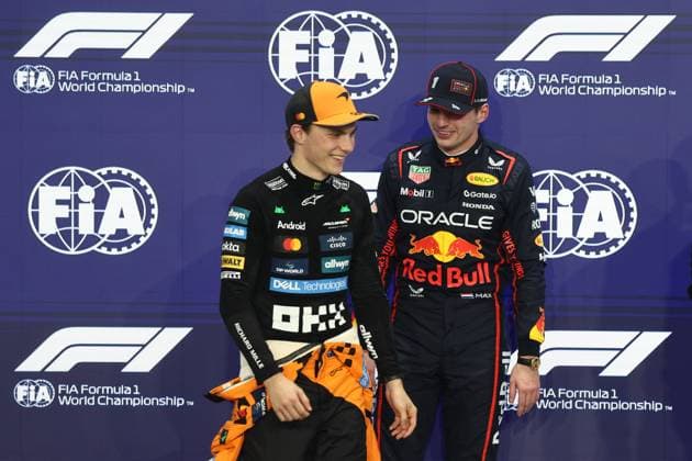 F1 Saudi Arabian Grand Prix 2025 Qualifying Oscar Piastri of McLaren and Max Verstappen of Red Bull Racing after qualifying ahead of the Formula 1 Saudi Arabian Grand Prix at Jeddah Corniche Circuit in Jeddah, Saudi Arabia on April 19, 2025. Jeddah Saudi Arabia  Copyright: xJakubxPorzyckix originalFilename:porzycki-f1saudia250419_npnhB.jpg