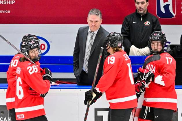 Coach Troy Ryan of Canada during the Ice hockey, Eishockey IIHF WomenÂ s World Championship, WM, Weltmeisterschaft semifinal match Canada vs Finland, Ceske Budejovice, Czech Republic, April 19, 2025. (CTKxPhoto VaclavxPancer) CTKPhotoP2025041905758  CTKPhotoP2025041905758