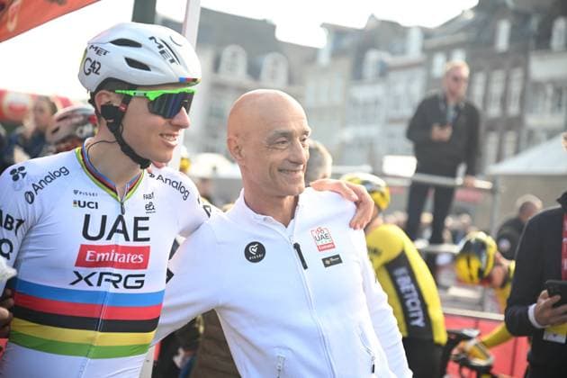 20-04-2025 Amstel Gold Race; 2025, Uae Team Emirates - Xrg; Pogacar, Tadej; Gianetti, Mauro; Maastricht; 