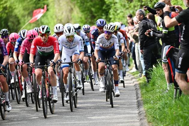 Dutch Lorena Wiebes of SD Worx-Protime pictured in action during the women elite Amstel Gold Race one day cycling race, 157,4 km from Maastricht to Valkenburg, The Netherlands, Sunday 20 April 2025. BELGA POOLxLUCxCLAESSEN  x121305892x