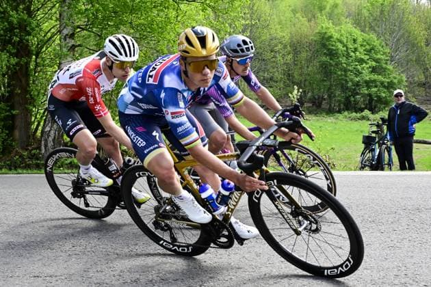 Belgian Remco Evenepoel of Soudal Quick-Step pictured in action during the men elite Amstel Gold Race one day cycling race, 255,9 km from Maastricht to Valkenburg, The Netherlands, Sunday 20 April 2025. DIRKxWAEM  x121307772x