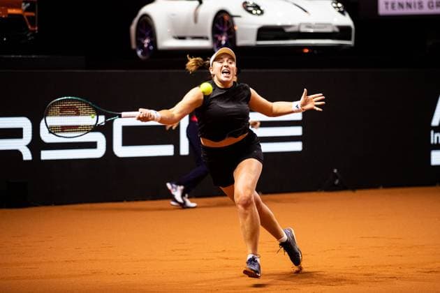 In the picture Jelena Ostapenko semi-final Ekaterina Alexandrova vs Jelena Ostapenko LAT GER, Porsche Tennis Grand Prix GP Stuttgart 2025, WTA500, 20 04 2025 GER, Porsche Tennis Grand Prix GP Stuttgart 2025, WTA500, 20 04 2025 Stuttgart Copyright: xEibner-Pressefoto RogerxBuerkex EP