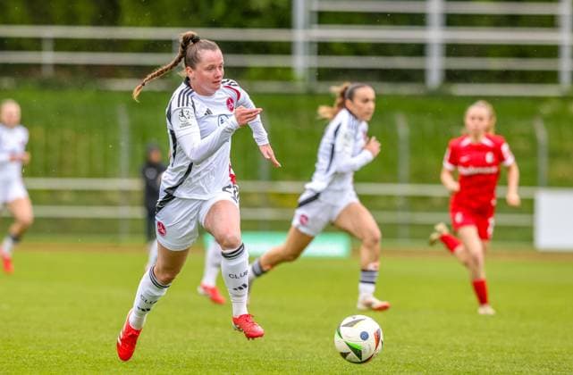 GER, Freiburg, SC Freiburg II vs FC Nürnberg, 2 Frauen Bundesliga, Fußball, DFB, Spielzeit 2024 2025, Möslestadion, 22 Spieltag, im Bild Jacqueline Baumgärtel FC Nürnberg 20 DFB DFL REGULATIONS PROHIBIT ANY USE OF PHOTOGRAPHS AS IMAGE SEQUENCES AND OR QUASI VIDEO, 20 04 2025, Copyright: HMBxMedia HendrikxHamelau