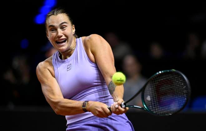 Aryna Sabalenka BLR Action Tennis Ladies Porsche Cup Porsche Tennis Grand Prix GP Stuttgart 2025 Porsche Arena 20 04 2024 DFL REGULATIONS PROHIBIT ANY USE OF PHOTOGRAPHS AS IMAGE SEQUENCES AND OR QUASI VIDEO Tennis Ladies Porsche Cup Porsche Tennis Grand Prix GP Stuttgart 2025