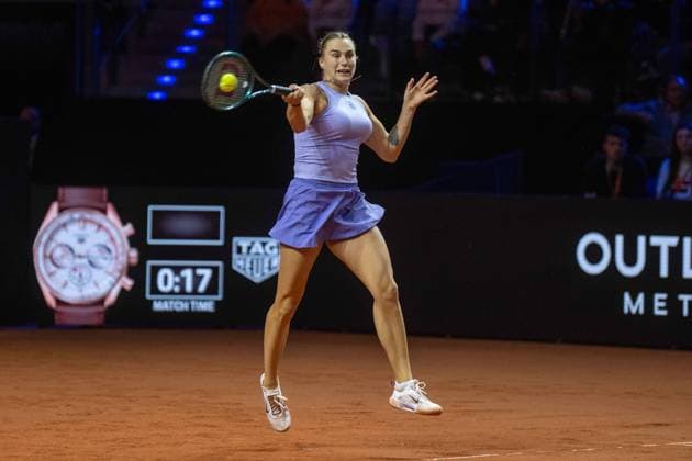 Aryna Sablenka xettx, Germany, Stuttgart, 20 04 2025, Tennis, Porsche Tennis Grand Prix, 2025, Semifinal, A Sabalenka J Paolini ITA , Porsche Arena Photo A2 Bildagentur Peter Hartenfelser