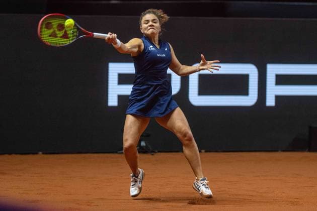 Jasmin Paolini ITA xettx, Germany, Stuttgart, 20 04 2025, Tennis, Porsche Tennis Grand Prix, 2025, Semifinal, A Sabalenka J Paolini ITA , Porsche Arena Foto A2 Bildagentur Peter Hartenfelser