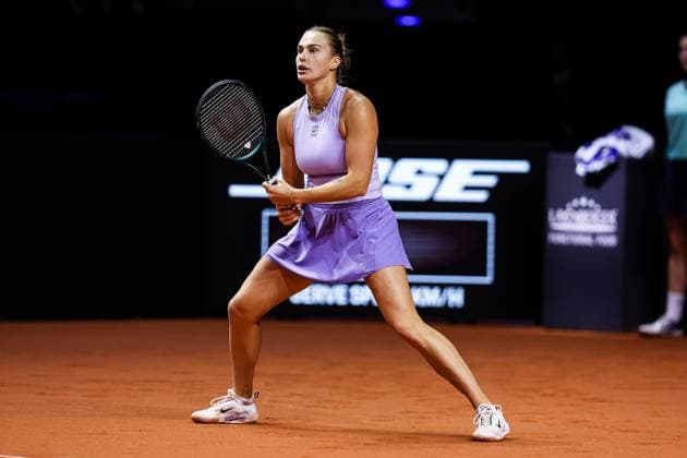 In the picture Aryna Sabalenka semi-final Aryna Sabalenka vs Jasmine Paolini ITA GER, Porsche Tennis Grand Prix GP Stuttgart 2025, WTA500, 20 04 2025 GER, Porsche Tennis Grand Prix GP Stuttgart 2025, WTA500, 20 04 2025 Stuttgart Copyright: xEibner-Pressefoto RogerxBuerkex EP