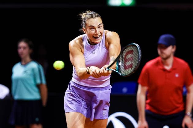 In the picture Aryna Sabalenka semi-final Aryna Sabalenka vs Jasmine Paolini ITA GER, Porsche Tennis Grand Prix GP Stuttgart 2025, WTA500, 20 04 2025 GER, Porsche Tennis Grand Prix GP Stuttgart 2025, WTA500, 20 04 2025 Stuttgart Copyright: xEibner-Pressefoto RogerxBuerkex EP
