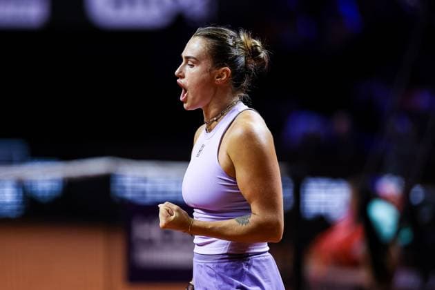 In the picture Aryna Sabalenka semi-final Aryna Sabalenka vs Jasmine Paolini ITA GER, Porsche Tennis Grand Prix GP Stuttgart 2025, WTA500, 20 04 2025 GER, Porsche Tennis Grand Prix GP Stuttgart 2025, WTA500, 20 04 2025 Stuttgart Copyright: xEibner-Pressefoto RogerxBuerkex EP