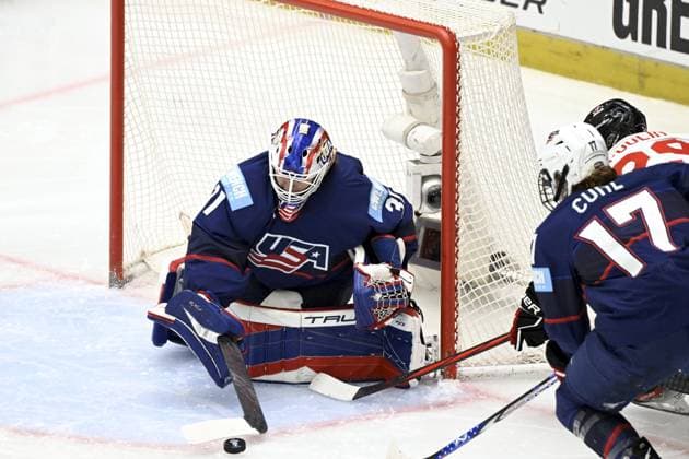 USA goalkeeper Aerin Frankel during the IIHF Women s Ice hockey, Eishockey World Championship, WM, Weltmeisterschaft final match between USA and Canada in Ceske Budejovice, Czechia, on April 20, 2025. Ceske Budejovice Czechia LKFTJK20250420191901WZCD  Copyright: xEmmixKorhonenx LKFTJK20250420191901WZCD