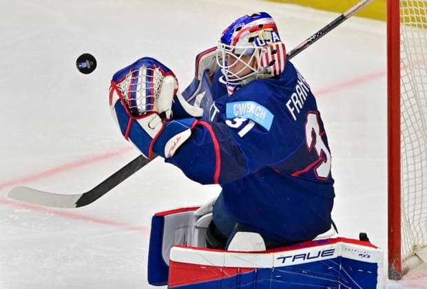 Goalkeeper Aerin Frankel of USA in action during the Ice hockey, Eishockey IIHF WomenÂ s World Championship, WM, Weltmeisterschaft the gold medal match USA vs Canada, Ceske Budejovice, Czech Republic, April 20, 2025. (CTKxPhoto VaclavxPancer) CTKPhotoP2025042004433  CTKPhotoP2025042004433