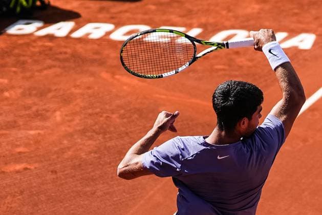 April 20, 2025, Barcelona, Barcelona, Spain: Carlos Alcaraz of Spain during final between Holger Rune of Denmark on Barcelona Open Banc Sabadell Trofeo Conde de Godo on April 20, 2025 in Barcelona, Spain. Barcelona Spain - ZUMAs316 20250420_znp_s316_132 Copyright: xMartixSeguraxRamonedax