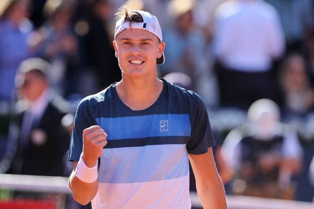 Barcelona open Banc Sabadell 2025, Real Club De Tennis Holger Rune of Denmark celebrates after winning the Final Match against Carlos Alcaraz of Spain during the Barcelona Open Banc Sabadell 2025 at Real Club De Tenis Barcelona on April 20, 2025 in Barcelona, Spain barcelona Real Club De Tenis Barcelona on catalunya spain Copyright: xYoussefxLoulidix