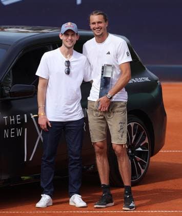 19 04 2025, BMW Open MTTC Iphitos ATP Tour 500, Munich, Tennis, Sport, in the picture Dominik Thiem AUT and Alexander Zverev GER