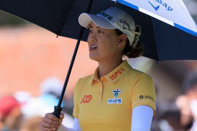 April 20, 2025, Tarzana, California, USA: Minjee Lee tees off to start the final round of the JM Eagle LA Championship presented by Plastpro Sunday April 20, 2025 at El Caballero Country Club in Tarzana, California. JAVIER ROJAS PI Tarzana USA - ZUMAp124 20250420_zaa_p124_007 Copyright: xJavierxRojasx