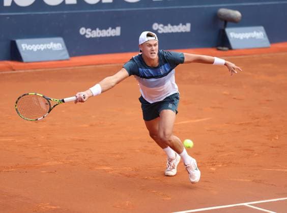 April 20, 2025, Sabadell, Barcelona, Spain: Barcelona Spain 20.04.2025 Holger Rune (Denmark) control the ball in the match between Carlos Alcaraz (Spain) and Holger Rune (Denmark) during the Day 7 of the Barcelona Open Banc Sabadell Godo on 20 April 2025 in Barcelona. Sabadell Spain - ZUMAu50_ 20250420_zsp_u50_023 Copyright: xXavixUrgelesx
