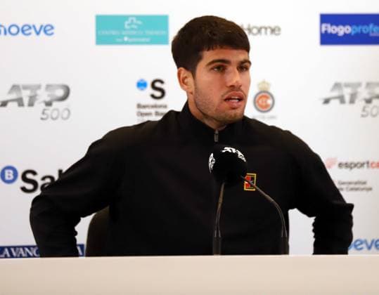 April 20, 2025, Sabadell, Barcelona, Spain: Barcelona Spain 20.04.2025 Carlos Alcaraz (Spain) looks in the match between Carlos Alcaraz (Spain) and Holger Rune (Denmark) during the Day 7 of the Barcelona Open Banc Sabadell Godo on 20 April 2025 in Barcelona. Sabadell Spain - ZUMAu50_ 20250420_zsp_u50_167 Copyright: xXavixUrgelesx