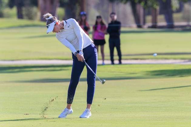 April 20, 2025, Tarzana, California, USA: Nelly Korda makes a fairway shot during the final round of the JM Eagle LA Championship presented by Plastpro on Sunday April 20, 2025 at El Caballero Country Club in Tarzana, California. ARIANA RUIZ PI Tarzana USA - ZUMAp124 20250420_zaa_p124_100 Copyright: xArianaxRuizx