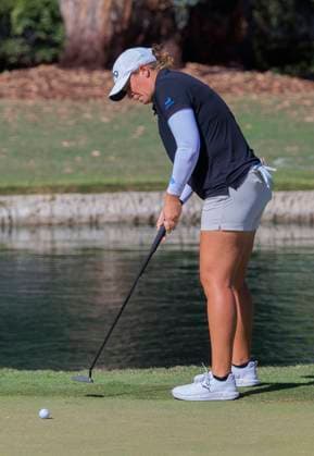 April 20, 2025, Tarzana, California, USA: Lauren Coughlin putts on the 9th green during the final round of the JM Eagle LA Championship presented by Plastpro on Sunday April 20, 2025 at El Caballero Country Club in Tarzana, California. ARIANA RUIZ PI Tarzana USA - ZUMAp124 20250420_zaa_p124_116 Copyright: xArianaxRuizx
