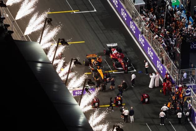 81 Oscar Piastri AUS, McLaren F1 Team , 16 Charles Leclerc MCO, Scuderia Ferrari HP , F1 Grand Prix of Saudi Arabia at Jeddah Corniche Circuit on April 20, 2025 in Jeddah, Saudi Arabia Photo by HOCH ZWEI Jeddah Saudi Arabia