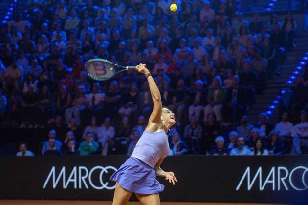Aryna Sablenka xettx, Germany, Stuttgart, 21 04 2025, Tennis, 48 Porsche Tennis Grand Prix, 2025, Final, A Sabalenka J Ostapenko LAT , Porsche Arena Photo A2 Bildagentur Peter Hartenfelser