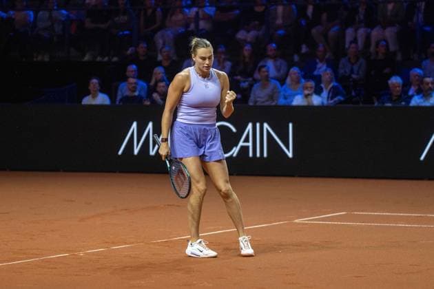 Aryna Sablenka xettx, Germany, Stuttgart, 21 04 2025, Tennis, 48 Porsche Tennis Grand Prix, 2025, Final, A Sabalenka J Ostapenko LAT , Porsche Arena Photo A2 Bildagentur Peter Hartenfelser