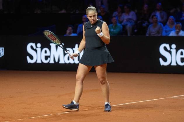 Jelena Ostapenko LAT xettx, Germany, Stuttgart, 21 04 2025, Tennis, 48 Porsche Tennis Grand Prix, 2025, Final, A Sabalenka J Ostapenko LAT , Porsche Arena Photo A2 Bildagentur Peter Hartenfelser