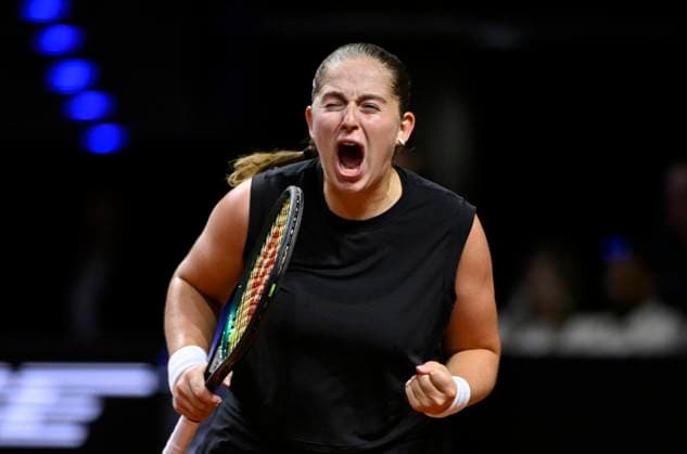 Jelena Ostapenko LAT jubilation, joy, emotion, emotional, jubilant, happy, Tennis Ladies Porsche Cup Porsche Tennis Grand Prix GP Stuttgart 2025 Porsche Arena 21 04 2024 DFL REGULATIONS PROHIBIT ANY USE OF PHOTOGRAPHS AS IMAGE SEQUENCES AND OR QUASI VIDEO Tennis Ladies Porsche Cup Porsche Tennis Grand Prix GP Stuttgart 2025