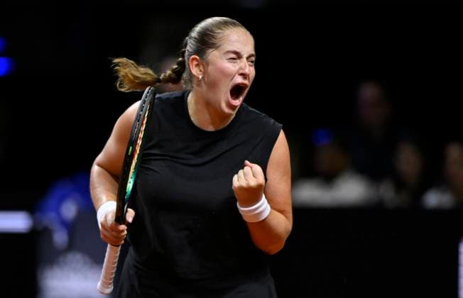Jelena Ostapenko LAT jubilation, joy, emotion, emotional, jubilant, happy, Tennis Ladies Porsche Cup Porsche Tennis Grand Prix GP Stuttgart 2025 Porsche Arena 21 04 2024 DFL REGULATIONS PROHIBIT ANY USE OF PHOTOGRAPHS AS IMAGE SEQUENCES AND OR QUASI VIDEO Tennis Ladies Porsche Cup Porsche Tennis Grand Prix GP Stuttgart 2025