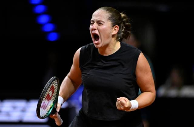 Jelena Ostapenko LAT jubilation, joy, emotion, emotional, jubilant, happy, Tennis Ladies Porsche Cup Porsche Tennis Grand Prix GP Stuttgart 2025 Porsche Arena 21 04 2024 DFL REGULATIONS PROHIBIT ANY USE OF PHOTOGRAPHS AS IMAGE SEQUENCES AND OR QUASI VIDEO Tennis Ladies Porsche Cup Porsche Tennis Grand Prix GP Stuttgart 2025