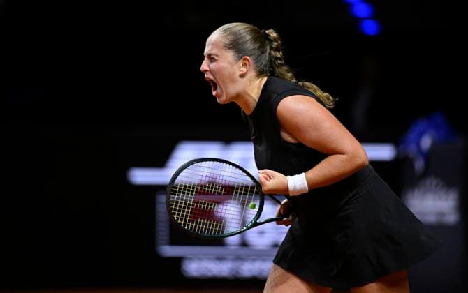 Jelena Ostapenko LAT jubilation, joy, emotion, emotional, jubilant, happy, Tennis Ladies Porsche Cup Porsche Tennis Grand Prix GP Stuttgart 2025 Porsche Arena 21 04 2024 DFL REGULATIONS PROHIBIT ANY USE OF PHOTOGRAPHS AS IMAGE SEQUENCES AND OR QUASI VIDEO Tennis Ladies Porsche Cup Porsche Tennis Grand Prix GP Stuttgart 2025