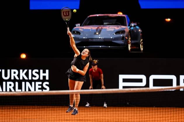 In the picture Jelena Ostapenko Final Aryna Sabalenka vs Jelena Ostapenko LAT GER, Porsche Tennis Grand Prix GP Stuttgart 2025, WTA500, 21 04 2025 GER, Porsche Tennis Grand Prix GP Stuttgart 2025, WTA500, 21 04 2025 Stuttgart Copyright: xEibner-Pressefoto RogerxBuerkex EP