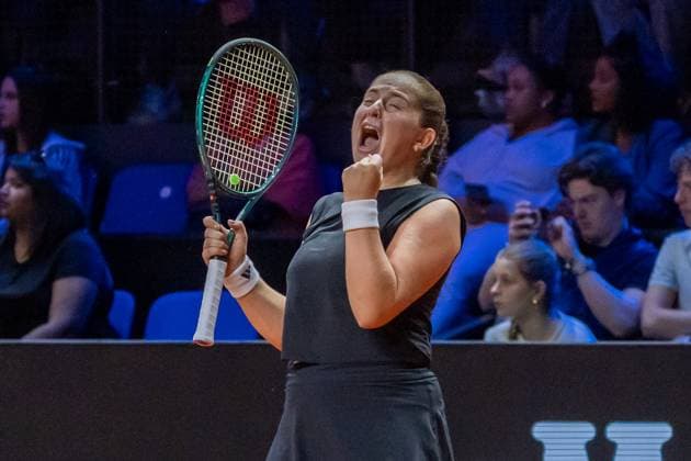 Jelena Ostapenko lets her emotions run free after her victory in the final Aryna Sabalenka vs Jelena Ostapenko, Tennis, Porsche Tennis Grand Prix, Center Court, Womens Singles, Final, Season 2025, 21 04 2025, Aryna Sabalenka vs Jelena Ostapenko, Tennis, Porsche Tennis Grand Prix, Center Court, Womens Singles, Final, Season 2025, 21 04 2025, Stuttgart Copyright: xEibner-Pressefoto EdwardxCheungx EP_ECG