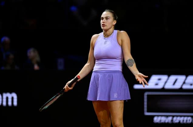 Aryna Sabalenka BLR disappointed Gesture Gesture Tennis Ladies Porsche Cup Porsche Tennis Grand Prix GP Stuttgart 2025 Porsche Arena 21 04 2024 DFL REGULATIONS PROHIBIT ANY USE OF PHOTOGRAPHS AS IMAGE SEQUENCES AND OR QUASI VIDEO Tennis Ladies Porsche Cup Porsche Tennis Grand Prix GP Stuttgart 2025
