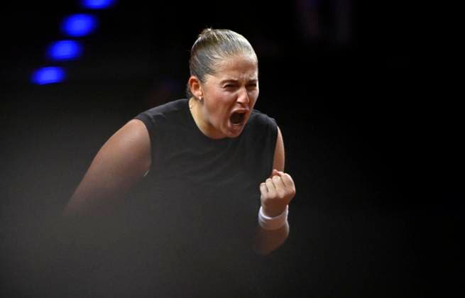 Jelena Ostapenko LAT jubilation, joy, emotion, emotional, jubilant, happy, Tennis Ladies Porsche Cup Porsche Tennis Grand Prix GP Stuttgart 2025 Porsche Arena 21 04 2024 DFL REGULATIONS PROHIBIT ANY USE OF PHOTOGRAPHS AS IMAGE SEQUENCES AND OR QUASI VIDEO Tennis Ladies Porsche Cup Porsche Tennis Grand Prix GP Stuttgart 2025