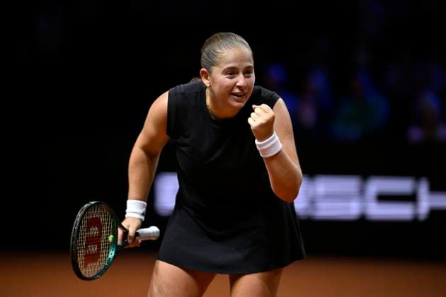 Jelena Ostapenko LAT jubilation, joy, emotion, emotional, jubilant, happy, Tennis Ladies Porsche Cup Porsche Tennis Grand Prix GP Stuttgart 2025 Porsche Arena 21 04 2024 DFL REGULATIONS PROHIBIT ANY USE OF PHOTOGRAPHS AS IMAGE SEQUENCES AND OR QUASI VIDEO Tennis Ladies Porsche Cup Porsche Tennis Grand Prix GP Stuttgart 2025