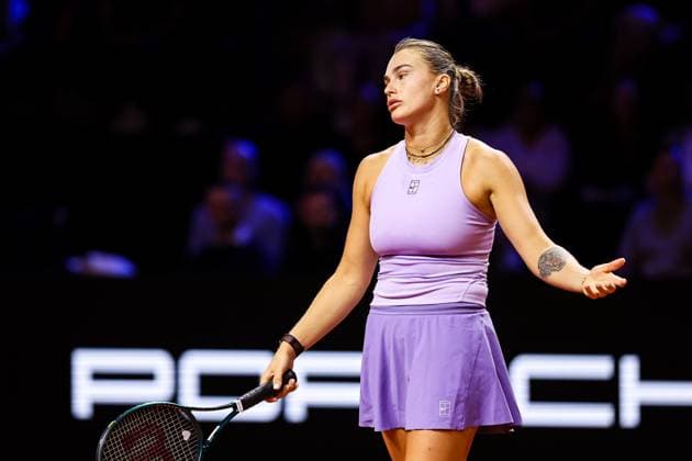 In the picture Aryna Sabalenka frustrated and not satisfied Final Aryna Sabalenka vs Jelena Ostapenko LAT GER, Porsche Tennis Grand Prix GP Stuttgart 2025, WTA500, 21 04 2025 GER, Porsche Tennis Grand Prix GP Stuttgart 2025, WTA500, 21 04 2025 Stuttgart Copyright: xEibner-Pressefoto RogerxBuerkex EP
