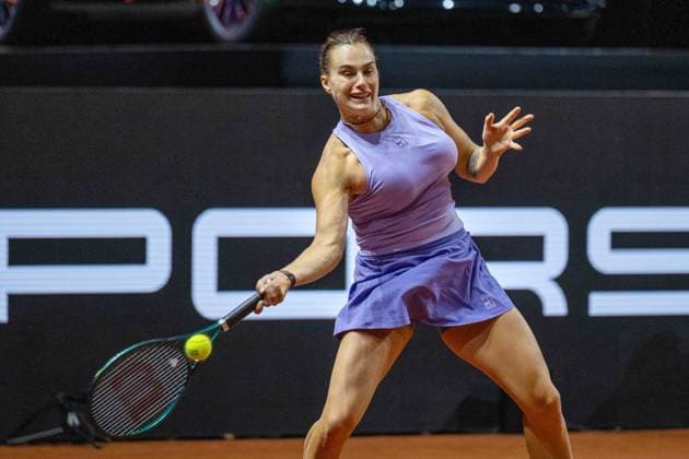 Aryna Sablenka xettx, Germany, Stuttgart, 21 04 2025, Tennis, 48 Porsche Tennis Grand Prix, 2025, Final, A Sabalenka J Ostapenko LAT , Porsche Arena Photo A2 Bildagentur Peter Hartenfelser
