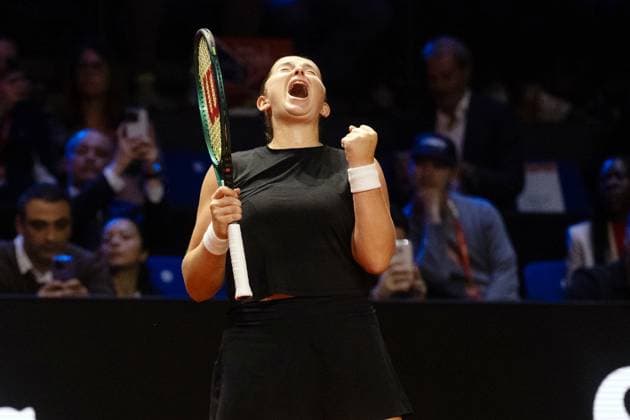 21 04 25 Porsche Tennis Grand Prix Germany, Stuttgart, 21 04 2025, Tennis, Porsche Tennis Grand Prix 2025 Stuttgart Jelena Ostapenko Winner Cheers